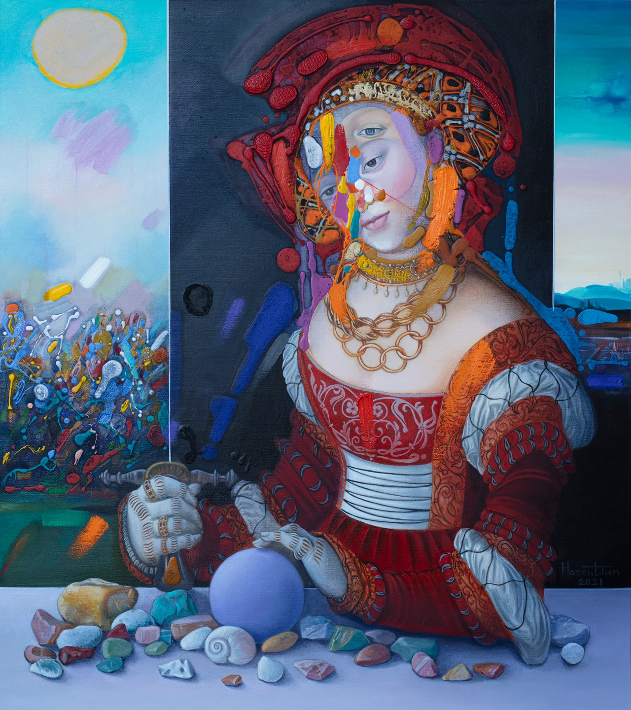Domina cum Sphaera, oil on canvas